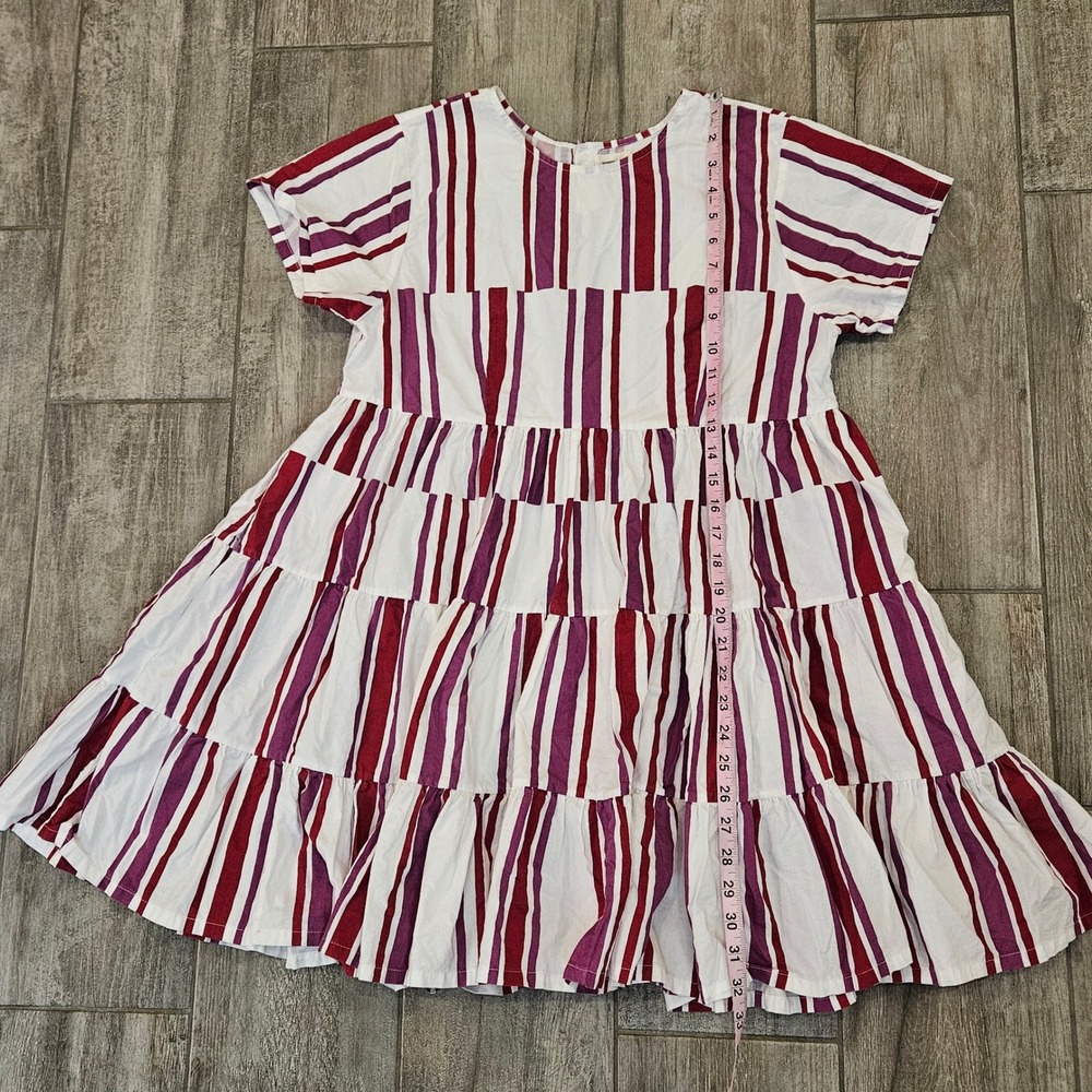 Anthropologie NORBLACK NORWHITE Anwen tiered tunic dress Size SP Striped Cotton - Picture 5 of 11